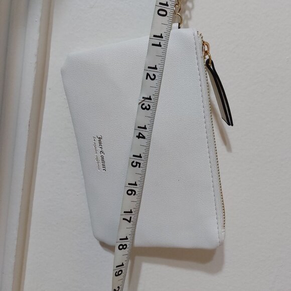 Great Size Juicy Couture Longer Clip On Chain Wallet Wristlet Bag WHITE Gold - Picture 10 of 10